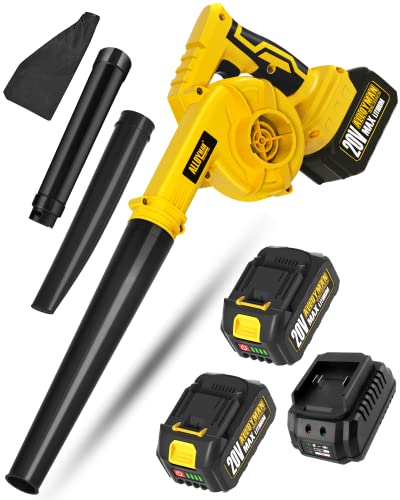 ALLOYMAN Leaf Blower, 20V Cordless Leaf Blower, with 2 X 4.0Ah Battery & Charger, 2-in-1 Electric Leaf Blower & Vacuum for Yard Cleaning/Snow Blowing.