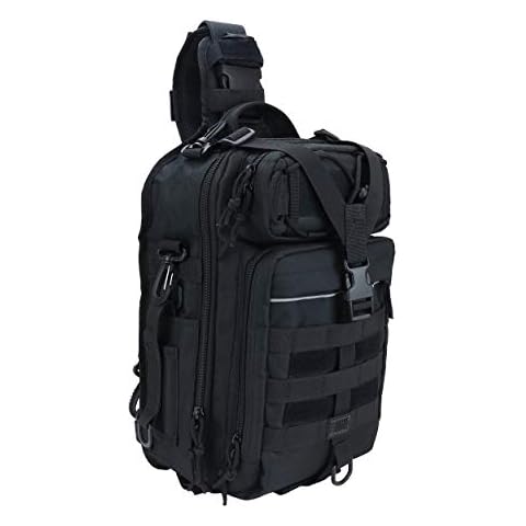 OSAGE RIVER Deluxe Tackle Sling Fishing Bag, Outdoor Fishing Backpack, Fishing Backpack with Rod Holder, Lightweight Tackle Box Storage, Shoulder Sling Bag for Fishing, 12 Inch, Black Cover