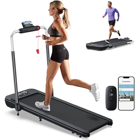 WELLFIT 3.0HP Foldable Treadmill, 340LB Capacity Walking Pad with 10% Incline, Voice Controlled Under Desk Treadmill Works with KINOMAP, Portable Desk Treadmill for Home,Office,Apartment Cover