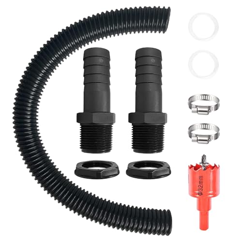 mizikuu Regentonnen Verbindungsset Regentonnen Anschluss Set 50cm Verbindungsschlauch Regentonnendurchführung und 2 Schlauchstutzen 25mm Regenfass Verbinder Für Regentonne Wassertanks