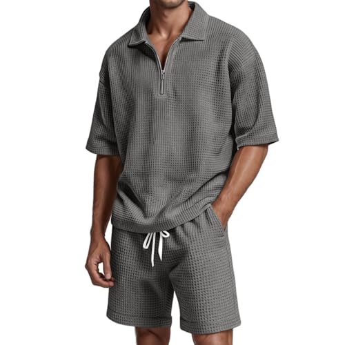 Ensemble short homme détente : tenue sport à fermeture éclair pour l'été