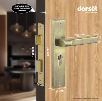 Image of Dorset Texa Mortise Lock - 60 mm Key and Knob Cylinder, 8 Inch Handle Lockset for Bedroom /Main Doors, Antique Finish, 3 Keys - HLTEXAPT