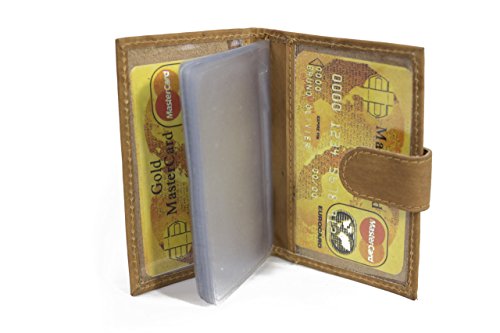 Leatherboss Credit Card Picture Holder with Snap Closure - Tan S 4