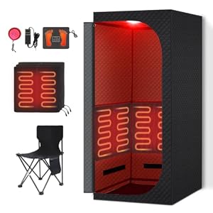 Far Infrared Sauna Box with Red Light Therapy, Portable Dry Sauna for Home