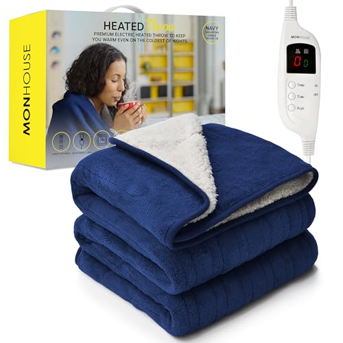 Monhouse Manta Termica Manta Electrica Controlador Digital Temporizador De Hasta 9 Horas, Apagado Automatico, Lavable A Maquina - Individual 130x160cm - Azul Shearling Monhouse Manta Termica Manta Electrica Controlador Digital Temporizador De Hasta 9 Horas, Apagado Automatico, Lavable A Maquina - Individual 130x160cm - Azul Shearling