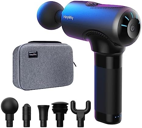 HEYCHY V2 Massage Gun Deep Tissue Handheld Percussion Massager Gun with 2600mAh Battery, Long Runtime up to 7H for Athletes Release Lactic Acid, Muscle Soreness and Stiffness, Body Recovery