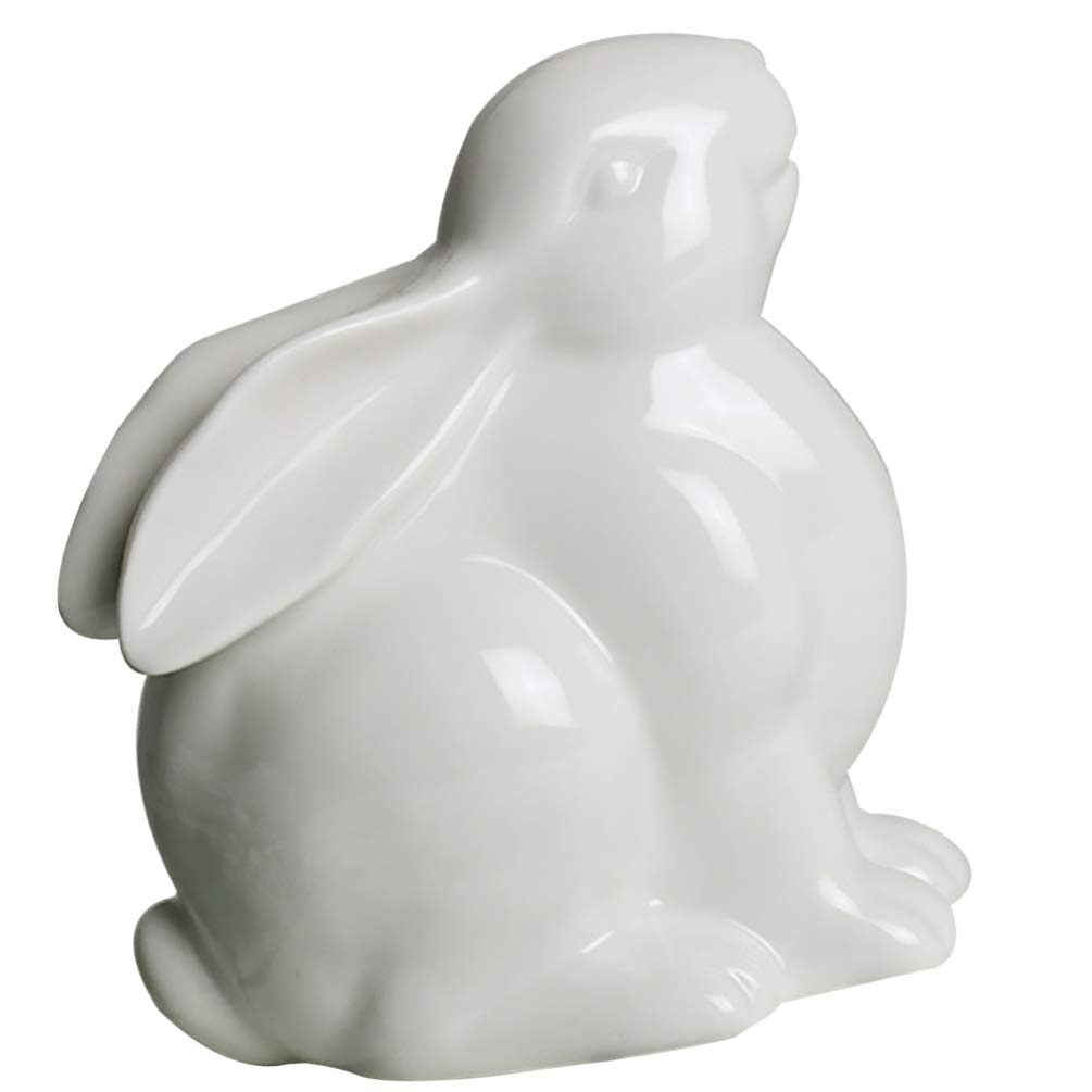 PRETYZOOM Lot de 5 décorations de bureau en céramique pour lapin de Pâques - Décoration de lapin de Pâques - Porcelaine blanche