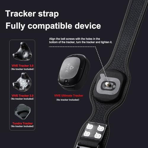 Image of QOi Trackerstraps for Vive Tracker 3.0, 2.0, Tundra Tracker, Vive UltimateTracker Empower Full Body Tracking in VR Chat,and Other FBT Apps(Tracker Sold Separately) 1XBelt 2XShort Band Black