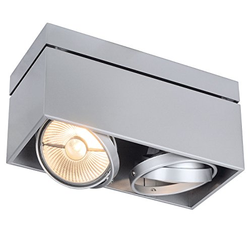 SLV LED Deckenlampe KARDAMOD für eine effektvolle Innenbeleuchtung | Dreh- und schwenkbare LED Deckenleuchte, Decken-Strahler, Spot Innenleuchte | Zweiflammig, Eckig, Weiß, GU10, max. 75W, E -A++
