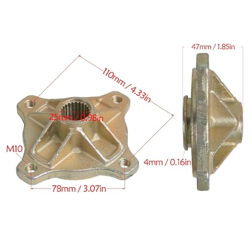 Aramox Moyeu de Roue d'Essieu Arrière, 24 Dents, 4 Goujons, 25 mm de Diamètre, Compatible avec Go Kart ATV Quad 125 150 200