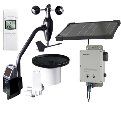 ECOWITT WittField Suite WS6212 - Estación meteorológica inalámbrica con gateway 4G y Wi-Fi, panel solar, 4 en 1 WS68 + pluviómetro WH40 y sensor WN31