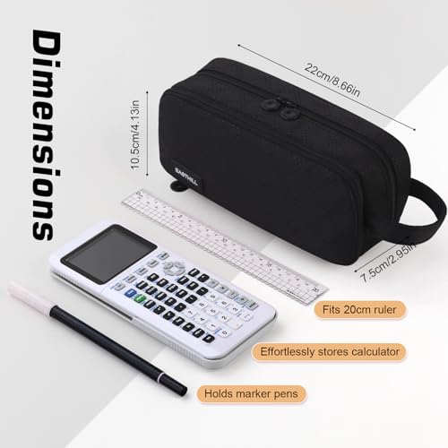 Image of EASTHILL Large Capacity Pencil Case Cute Pencil Pouch with Handle Stationery Pen Bag for Teen Girls-Black