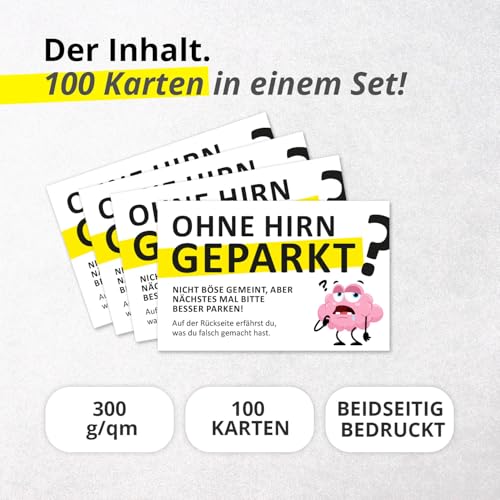 iSecur Scheisse geparkt Karten - 100x für Falschparker zum ankreuzen - Strafzettel Windschutzscheibe - Ohne Hirn geparkt I hin843
