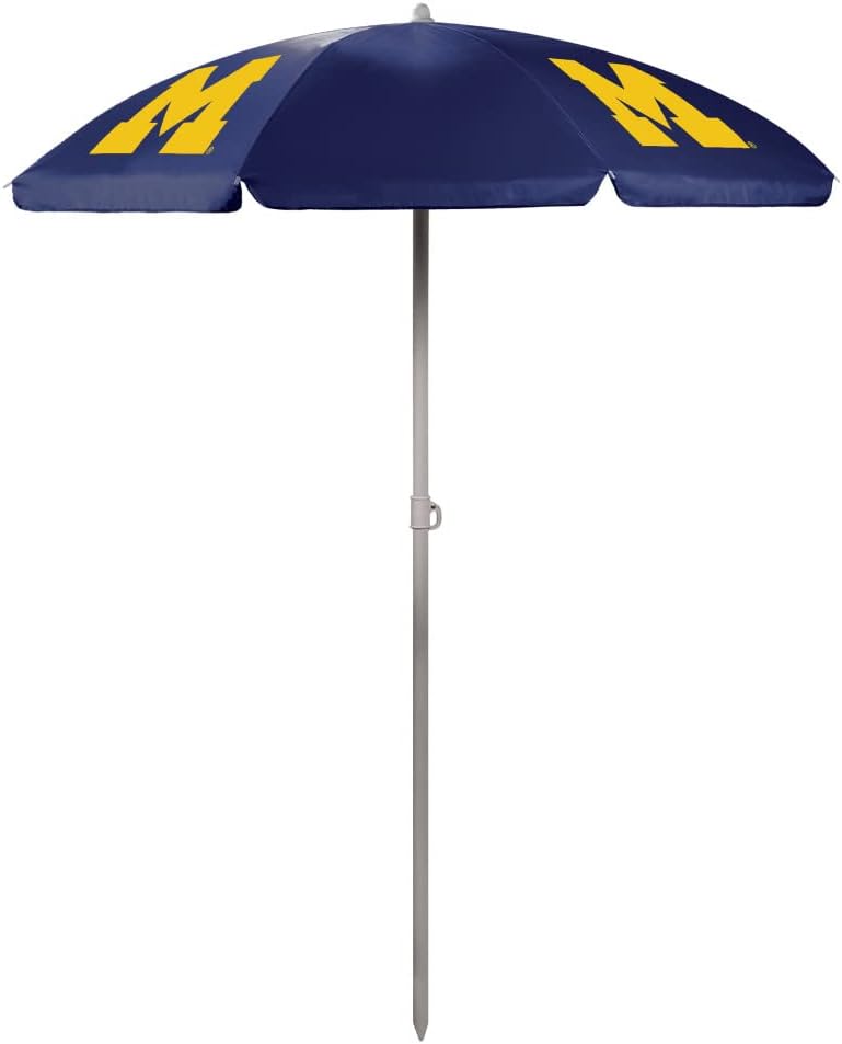 PICNIC TIME NCAA Michigan Wolverines Outdoor Canopy Sunshade Beach Umbrella 5.5' - Small Patio Umbrella - Beach Chair Umbrella