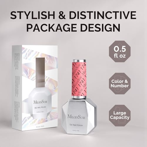 Image of MelodySusie Coral Pink Gel Nail Polish,0.5fl oz Soak Off UV LED Bright Peach Pink Gel Polish Gift for Women Nail Art Manicure Salon DIY Nail Design Decoration at Home-1741