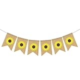 Rainlemon Jute Burlap Sunflower Banner Baby Shower, Birthday Party, Wedding, Graduation Party Decoration