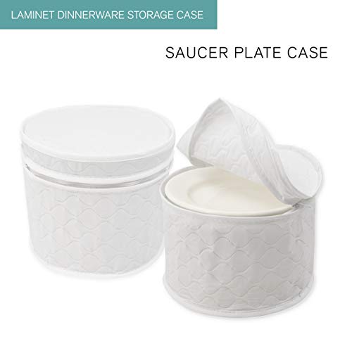 Laminet 4 Piece Quilted Plate Storage Set - Holds Up To 48 Plates With Padded Inserts - White #TOP5