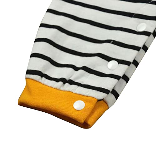 Image of Hopscotch Boys Polyester And Cotton Full-Sleeve Stripe Print Bodysuit in Yellow Color