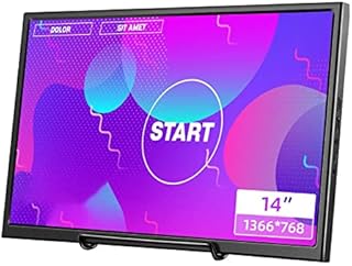 14 inch Portable Monitor HDMI,Bnztruk Small External Monitor with Dual HDMI Interface for Raspberry pi PS4 Laptop PC Computer Microsoft Win OS,1366x768,16:9 Color Display Screen