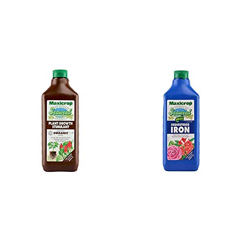 Image of Maxicrop POPGS61L Original Seaweed Extract, Organic Plant Growth Stimulant, 1L, Concentrate & PPSI61L Sequestered Iron, Natural Seaweed Extract Plus 2% Iron, 1L, Concentrate