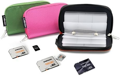 Memory Card Holder, HONSKY ® 3 Set 22 Slot SD CF SDHC SDXC MMC Micro SD SecureDigital Memory CompactFlash Cards Carrying Cases & Sleeves Bags Media Storage & Organization Rose Red, Orange, Green