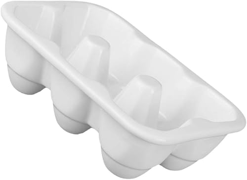 Miniatura 3 de Cabilock Soporte de huevos de cerámica para 6 tazas, media docena, bandeja organizadora de porcelana blanca para refrigerador, contenedor de