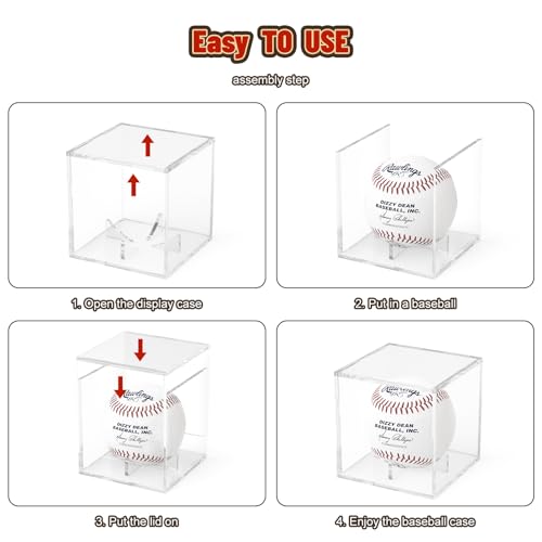 Image of Acrylic Baseball Display Case, Clear Memorabilia Showcase for Display, Baseball Holders for Balls, Clear Display Cube Baseball Memorabilia Showcase Autographed Ball Protector
