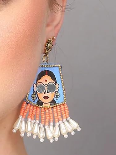 Image of KHOJ.CITY Ethnic Earrings for Women | Handmade Jewellery for Women | Lightweight Boho Statement Earrings for Girls | Multicolor Stylish Earrings