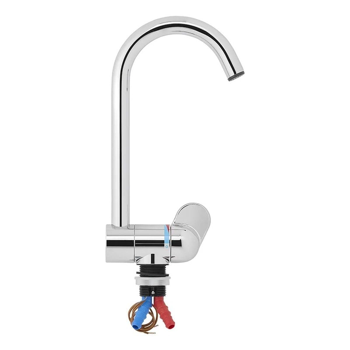 Rubinetto freddo e caldo, stile 3000, beccuccio in metallo, Ø 27 mm, cromato per camper, roulotte