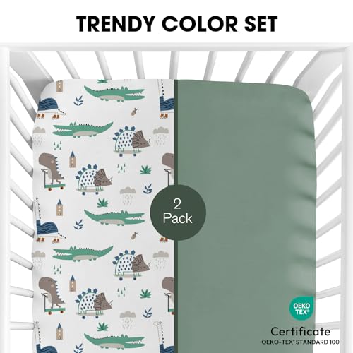 Image of Little Grape Land Crib Sheets for Boys and Girls 2pk Baby Crib Fitted Sheet for Standard Size Crib and Toddler Mattress Super Soft Baby Sheet
