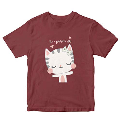 Image of Girls' Regular Fit T-Shirt It's A Purrfect Day 100% Cotton Girl's T-Shirt