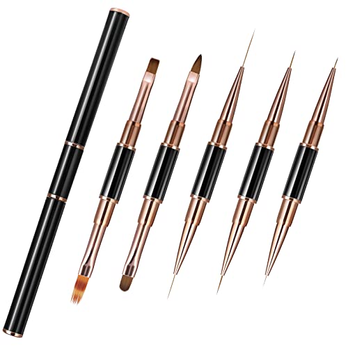 5Pcs Nail Art Liner Brushes, Double-head Nail Art Brushes, Painting Design Brush for Detail Long Lines, Thin Details, Fine Drawing