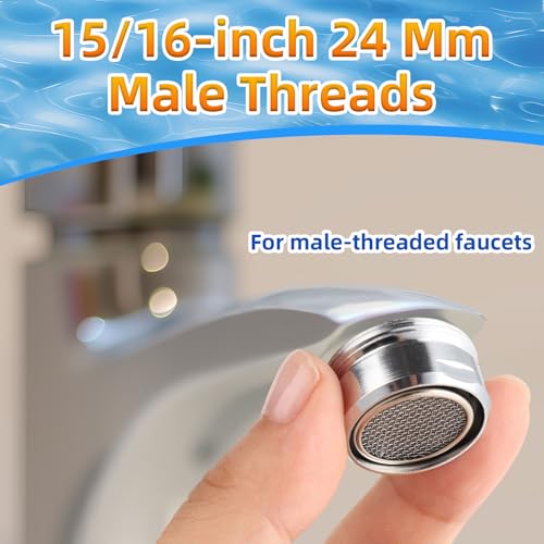 6PCS Faucet Aerator, Bathroom Sink Aerator Replacement Parts, with Brass Shell 15/16 Inch 24mm Male Thread