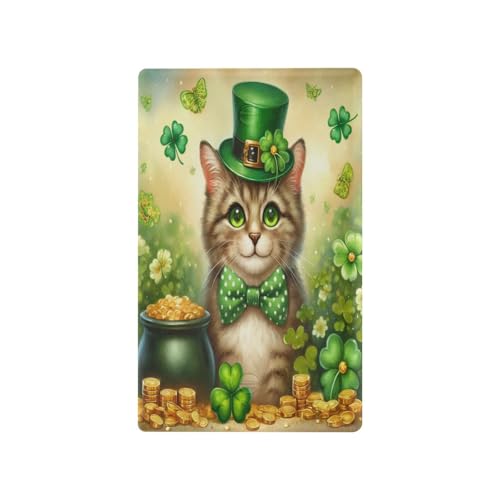 St. Patrick Cat Leaves Light Switch Cover Decorative Receptacle Outlet Wall Plate Guard Plastic Wall Outlet Cover for Farmhouse Home Decor Livingroom (Unused Outlet Cover)