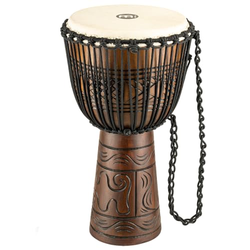 Meinl Percussion Djembe Drum African Hand Drum Instrument for Adults — NOT MADE IN CHINA — Mahogany Wood/Natural Head 13