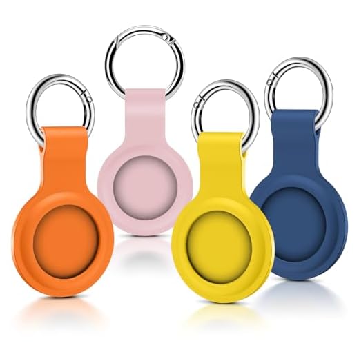 Pacote com 4 suportes Apple Airtag, capa de silicone ultraleve para Airtags, capa protetora compatível com localizadores de itens GPS AirTag com chaveiro antiperda para bolsas, chaves, coleira de cachorro e gato, bagagem (4 cores)