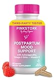 Pink Stork Postpartum Mood Support - Postnatal Hormone Balance for Women - Breastfeeding Friendly - Stress & Cognitive Support, New Mom Essentials - Ashwagandha, Chamomile, & Vitamin D, 60 Capsules