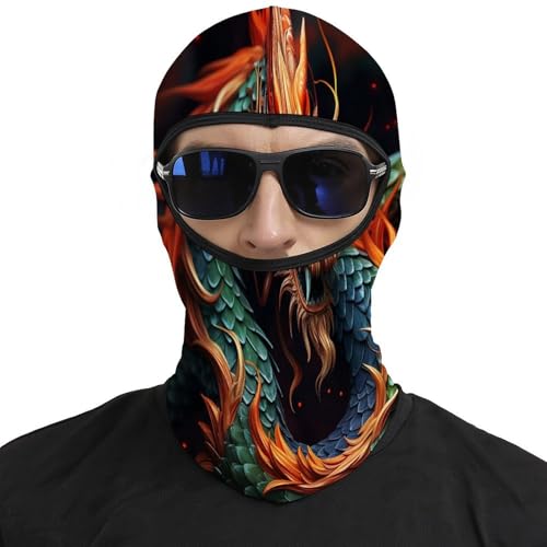 Pasamontañas para hombre y mujer con estampado de dragón chino, máscara térmica para la cara ideal para clima frío, motocicleta y esquí miniatura 3