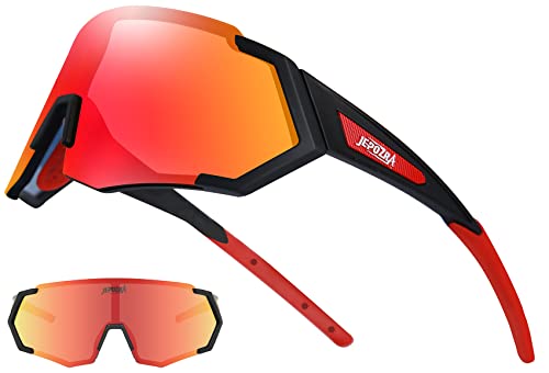 Jepozra Polarized Cycling Glasses With 3 Interchangeable Lenses Riding Glasses Ski Glasses Baseball Running Sports Sunglasses #TOP20