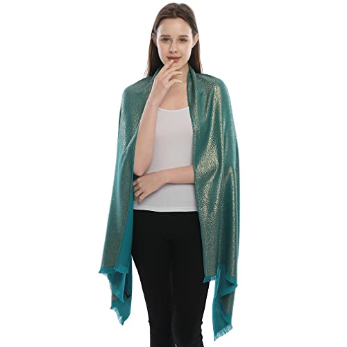 Image of LMVERNA Women's Sparkling Metallic Soft Pashmina Shawls and Wraps Scarf in Solid Colors