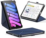 INFILAND Case for iPad mini 7 (A17 Pro) 2024 / iPad mini 6 2021, Magnetic Origami Slim Protective Case, Book-Style Foldable Cover with Pencil Holder, Multi-Angle Stand, Auto Wake/Sleep, Navy
