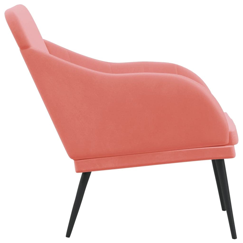 Sitzbank Rosa Samt mit Polster 110x76x80 cm Metallgestell für Wohnzimmer Schlafzimmer Flur mit Rückenlehne und Armlehnen Bequeme Sitzgelegenheit als Bank und Ottomane für Ordnung und Ablage