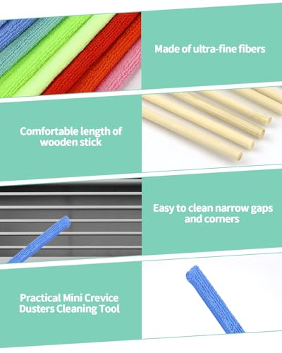 Image of 11 PCS Microfiber Detail Duster Sticks, Mini Duster Crevice Cleaning Tool for Car Air Vents, Blinds, Fans, Windows, Small Spaces, Gap Dust Cleaner