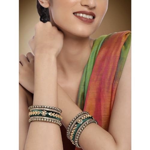 Aheli Velvet Matching Fancy Silk Thread Blue White Chuda Chura Bangle Set Gift for Women Size 2.6"2