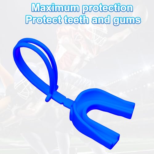 ARGOMAX Mouth Guard Sports, Hockey, Lacrosse, Baseball, Wrestling Moutguard, Gel Max Heavy Duty Protection & Custom Fit, Football Mouth Guard with Strap, Adult & Youth Mouthguard, Blue.