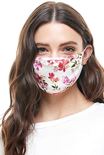 FASHIONOLIC Fashion Face Cover Reusable washable Made in USA 1 Pack (Floral-ivory)