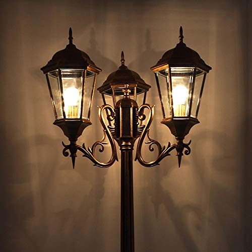 HDMY 3 Heads Courtyard Street Light Outdoor Waterproof European Post Lamp Retro Community Road Light Outdoor Led Landscape High Pole Villa Garden Hanging Lantern (Size : 4.5m)