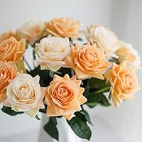 Amazon｜造花 枯れない花 アートフラワー オレンジ 5本 バラ 薔薇 ばら