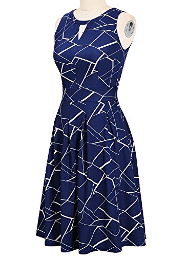 Image of Sureple Women's Retro Sleeveless Swing Casual Work Summer Party Dress with Pockets