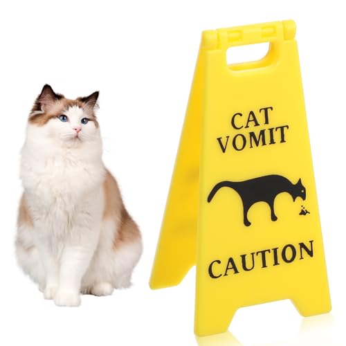 XLIUAX Funny Cat Vomit Caution Sign, Cat Vomit Warning Sign